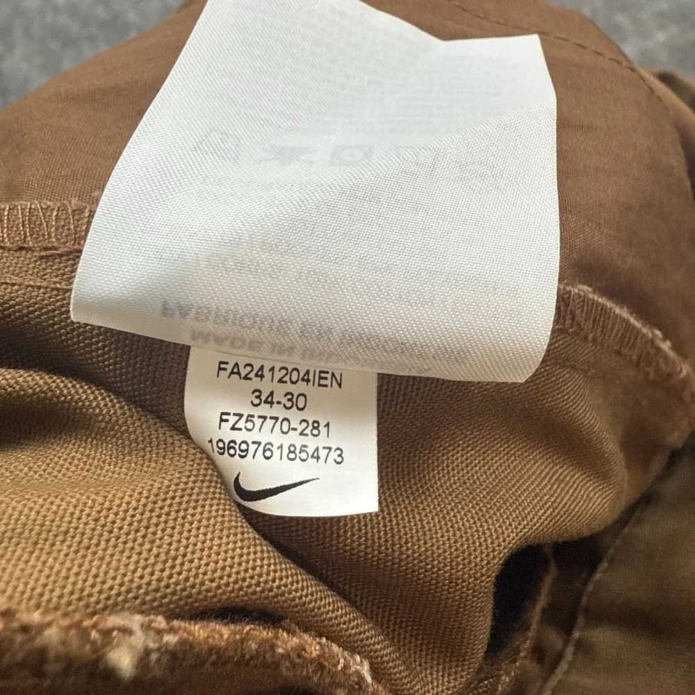 Nike Club Chino Pants Mens 34x30 Tan Canvas Straight Casual Trousers FZ5770